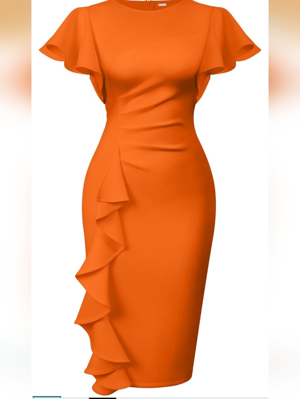 Women’s Orange Ruffle Sleeve Dress
